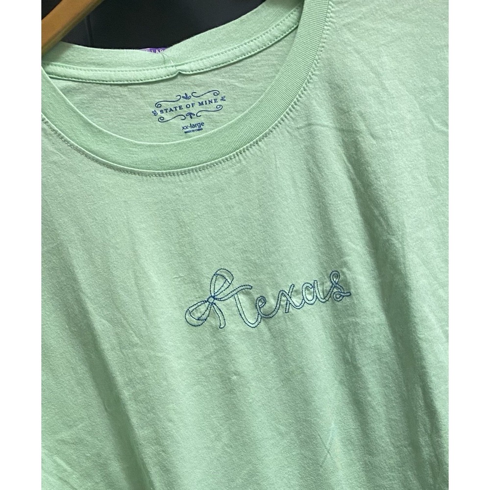 State of Mine Texas Embroidered Women's T-shirt size XXL‎ Mint Green New